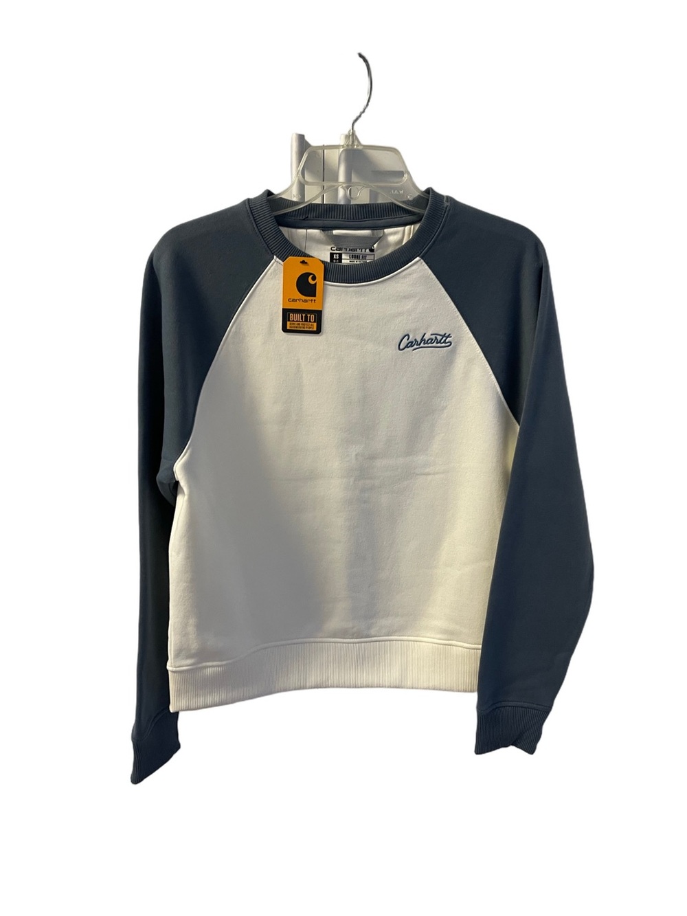Carhartt Women’s Two-Tone Sawyer Crewneck Sweatshirt - Cream & Blue Sz XS NWT